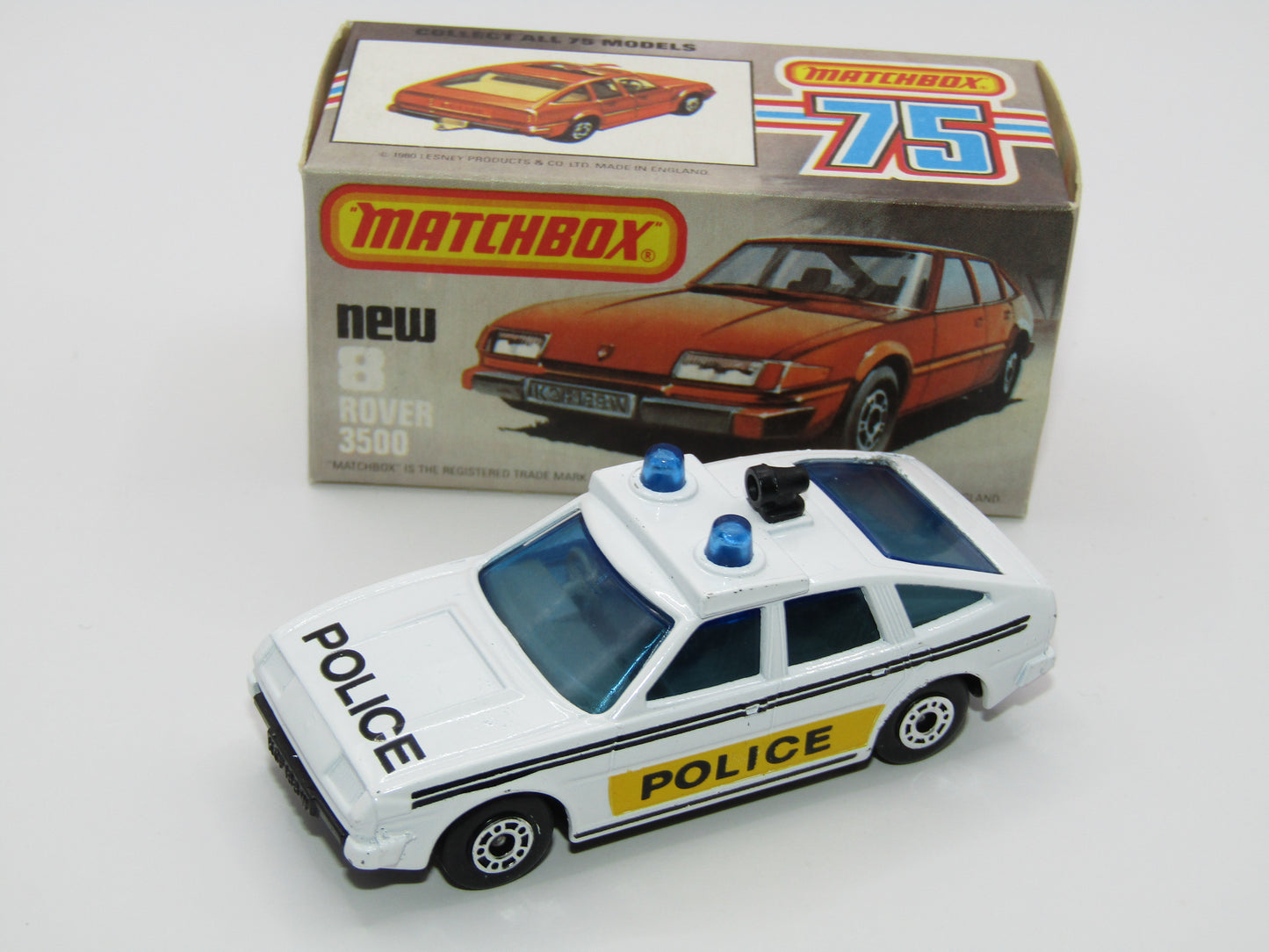 Matchbox Superfast 8F Rover 3500 Police Car DARK BROWN Base, Dot Dash Wheels