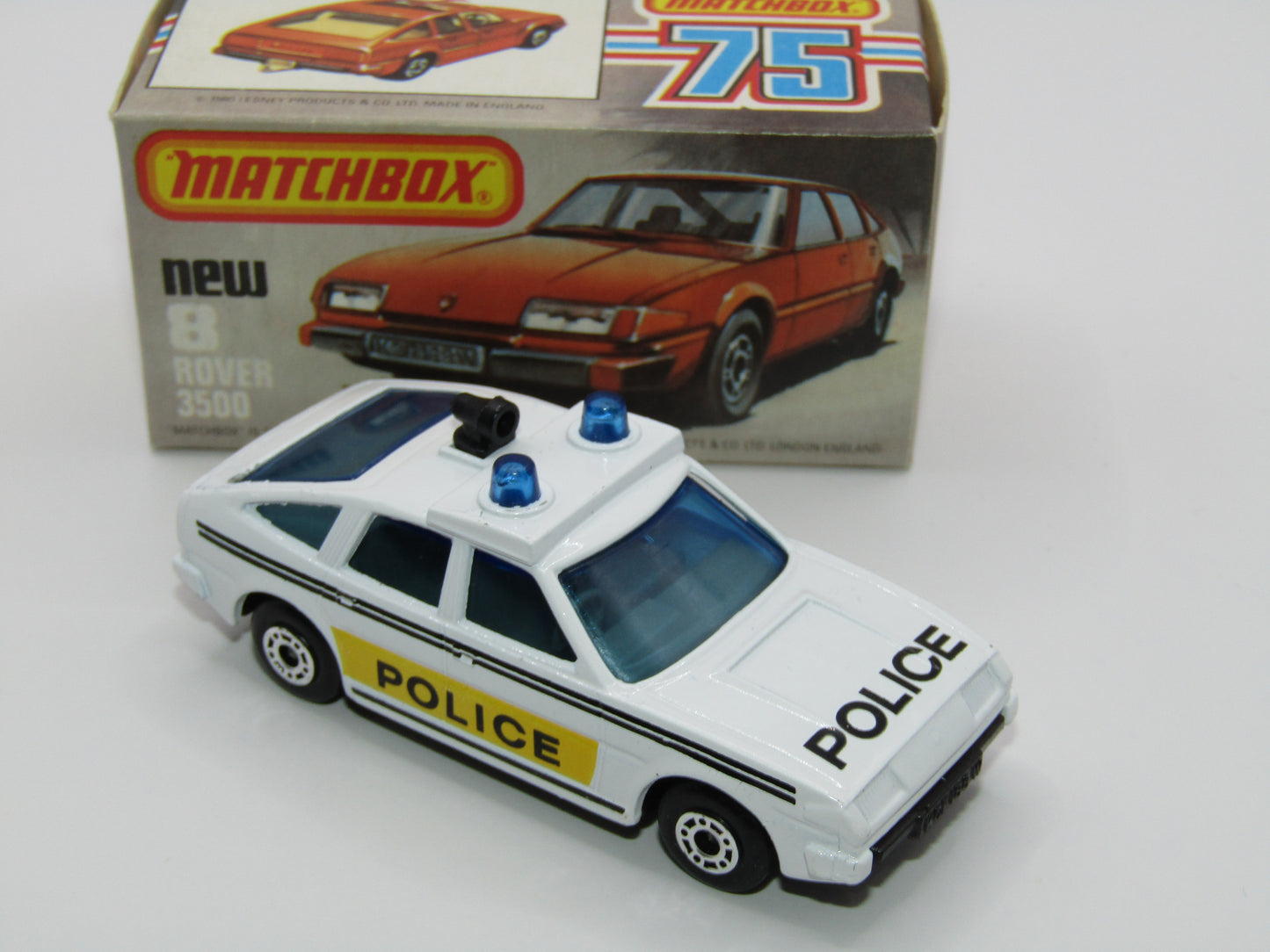 Matchbox Superfast 8F Rover 3500 Police Car DARK BROWN Base, Dot Dash Wheels