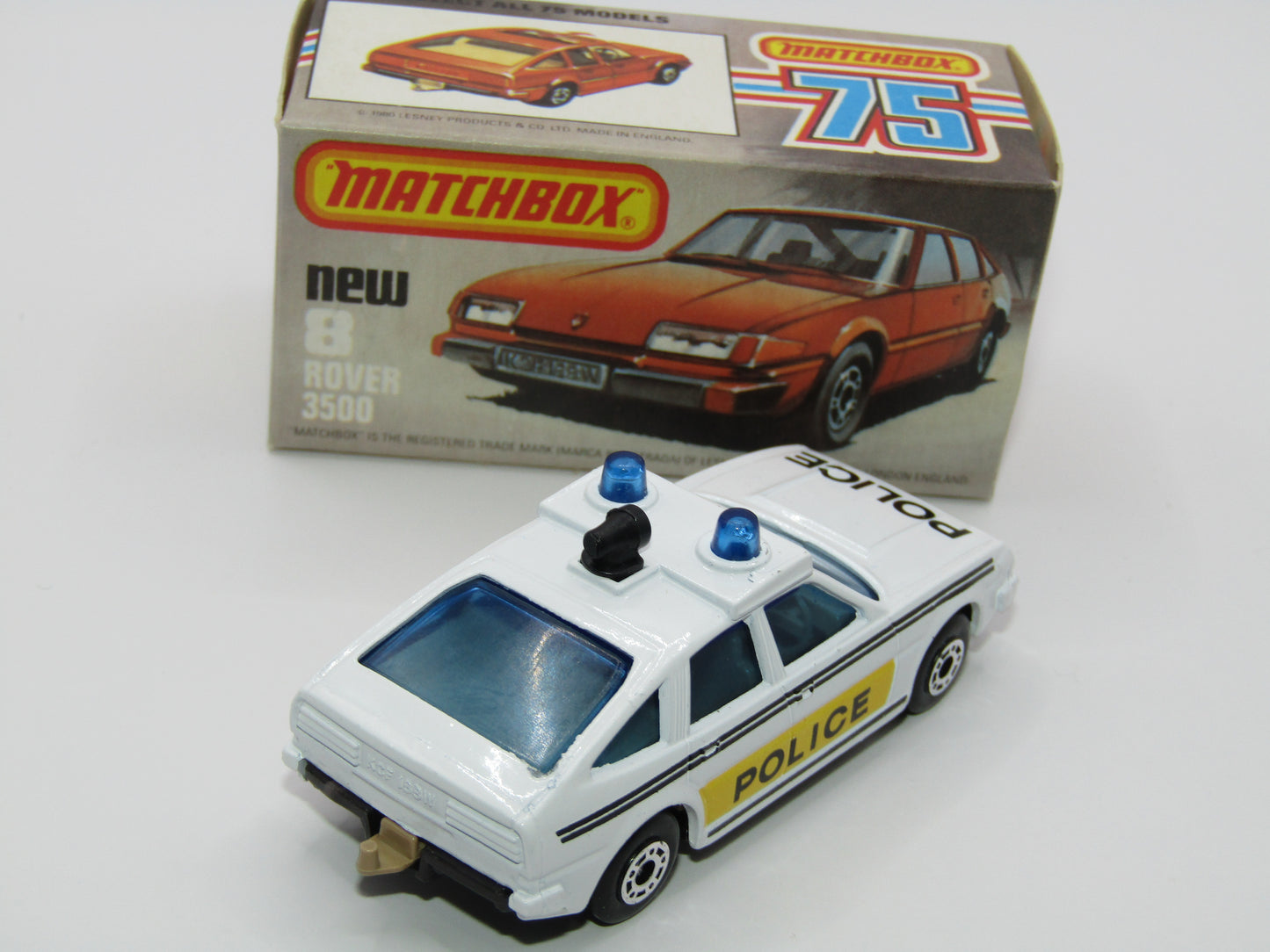 Matchbox Superfast 8F Rover 3500 Police Car DARK BROWN Base, Dot Dash Wheels