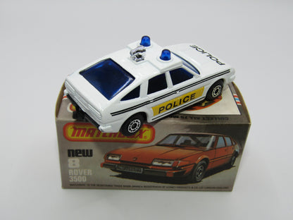 Matchbox Superfast 8F Rover 3500 Police Car DARK BLUE windows BLACK Interior