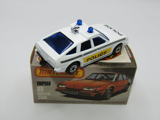 Matchbox Superfast 8F Rover 3500 Police Car DARK BLUE windows BLACK Interior