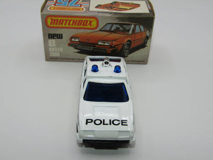 Matchbox Superfast 8F Rover 3500 Police Car DARK BLUE windows BLACK Interior