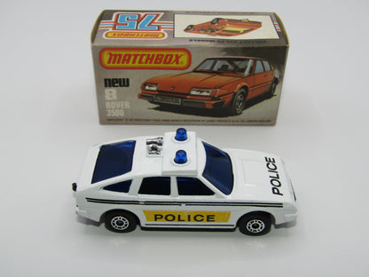 Matchbox Superfast 8F Rover 3500 Police Car DARK BLUE windows BLACK Interior