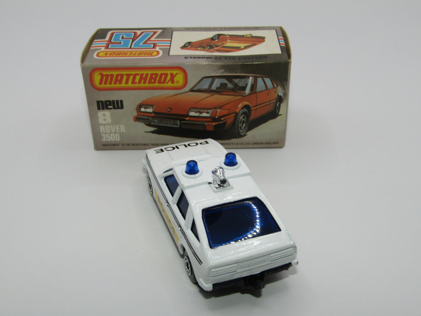 Matchbox Superfast 8F Rover 3500 Police Car DARK BLUE windows BLACK Interior