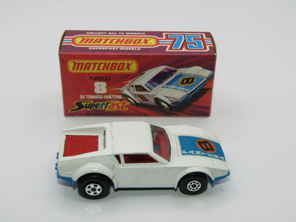 Matchbox Superfast 8C De Tomaso Pantera RED Interior Bonnet Label