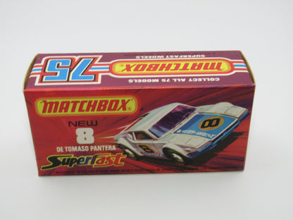 Matchbox Superfast 8C De Tomaso Pantera RED Interior Bonnet Label