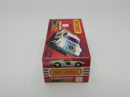 Matchbox Superfast 8C De Tomaso Pantera RED Interior Bonnet Label