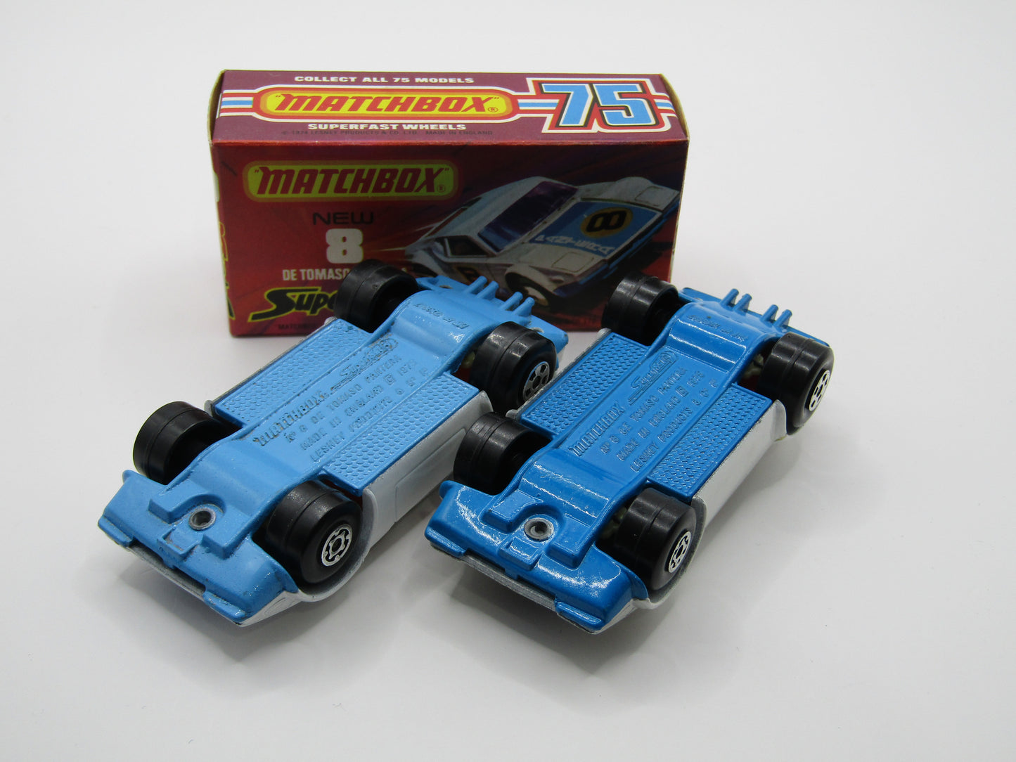 Matchbox Superfast 8C De Tomaso Pantera BABY BLUE Base (Japanese ISO GRIFO body colour)