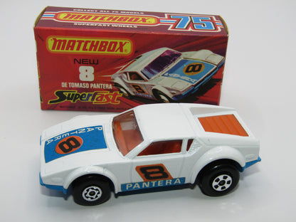 Matchbox Superfast 8C De Tomaso Pantera REVERSED BACKWARDS FACING Labels (both sides)