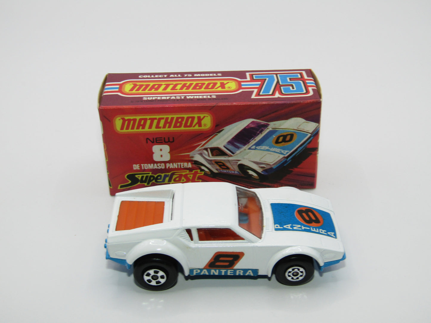 Matchbox Superfast 8C De Tomaso Pantera REVERSED BACKWARDS FACING Labels (both sides)