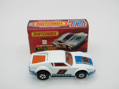 Matchbox Superfast 8C De Tomaso Pantera REVERSED BACKWARDS FACING Labels (both sides)