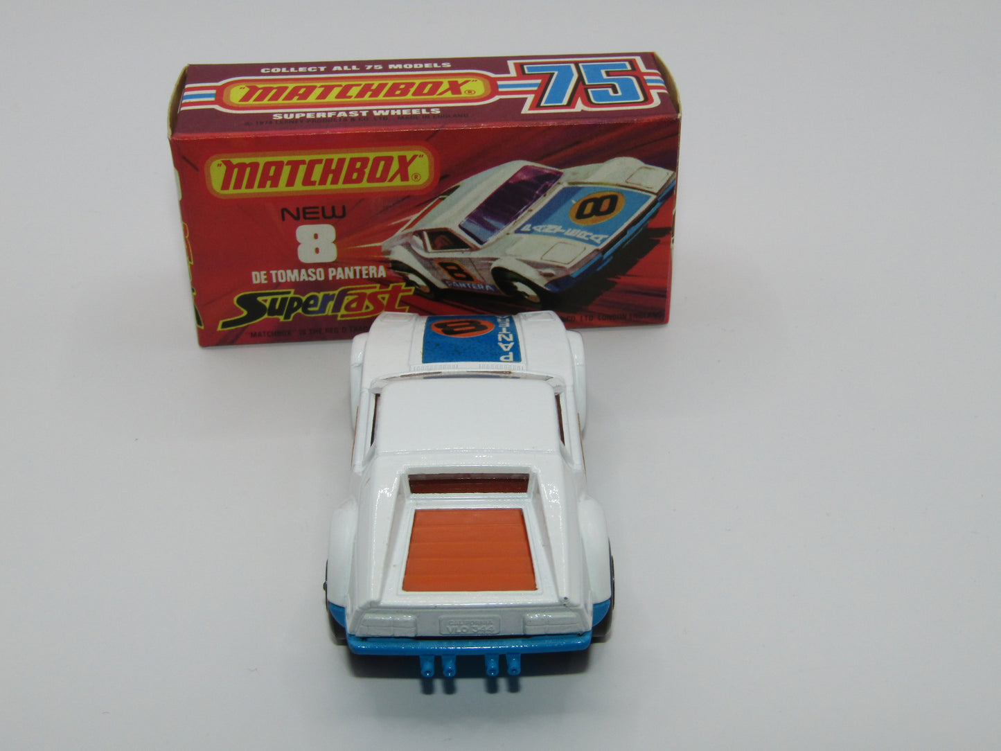 Matchbox Superfast 8C De Tomaso Pantera REVERSED BACKWARDS FACING Labels (both sides)