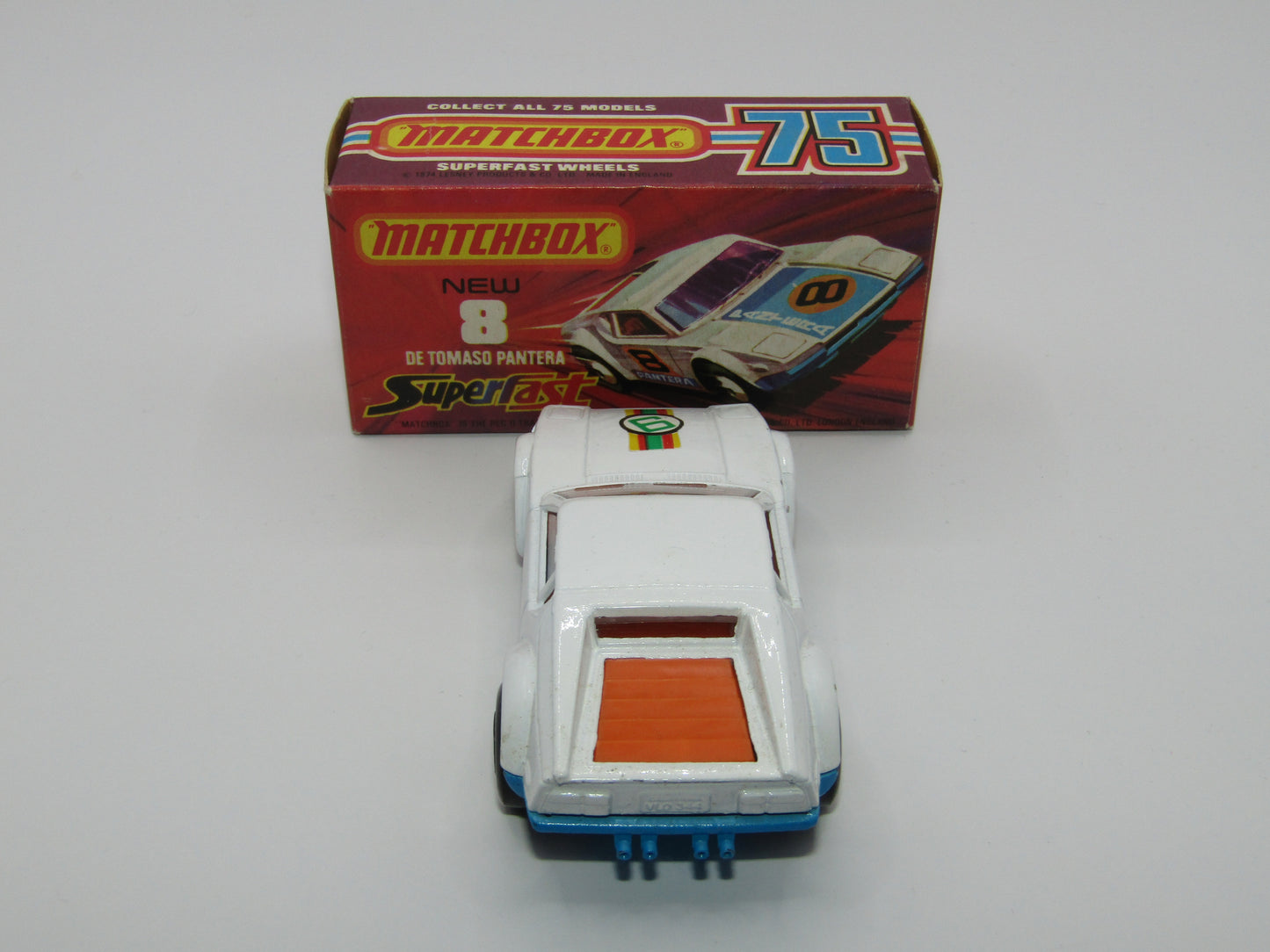 Matchbox Superfast 8C De Tomaso Pantera "9" Label Orange Interior