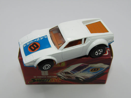 Matchbox Superfast 8C De Tomaso Pantera LIGHT ORANGE Interior Bonnet Label