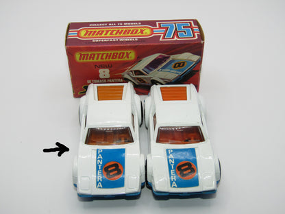 Matchbox Superfast 8C De Tomaso Pantera LIGHT ORANGE Interior Bonnet Label
