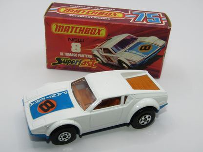 Matchbox Superfast 8C De Tomaso Pantera LIGHT ORANGE Interior Bonnet Label