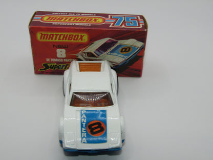 Matchbox Superfast 8C De Tomaso Pantera LIGHT ORANGE Interior Bonnet Label