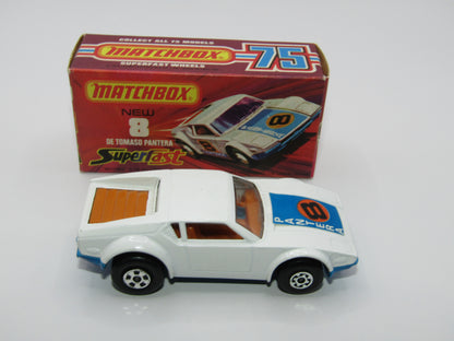 Matchbox Superfast 8C De Tomaso Pantera LIGHT ORANGE Interior Bonnet Label