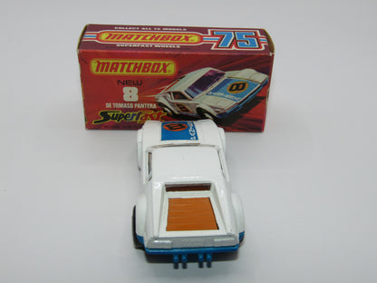 Matchbox Superfast 8C De Tomaso Pantera LIGHT ORANGE Interior Bonnet Label