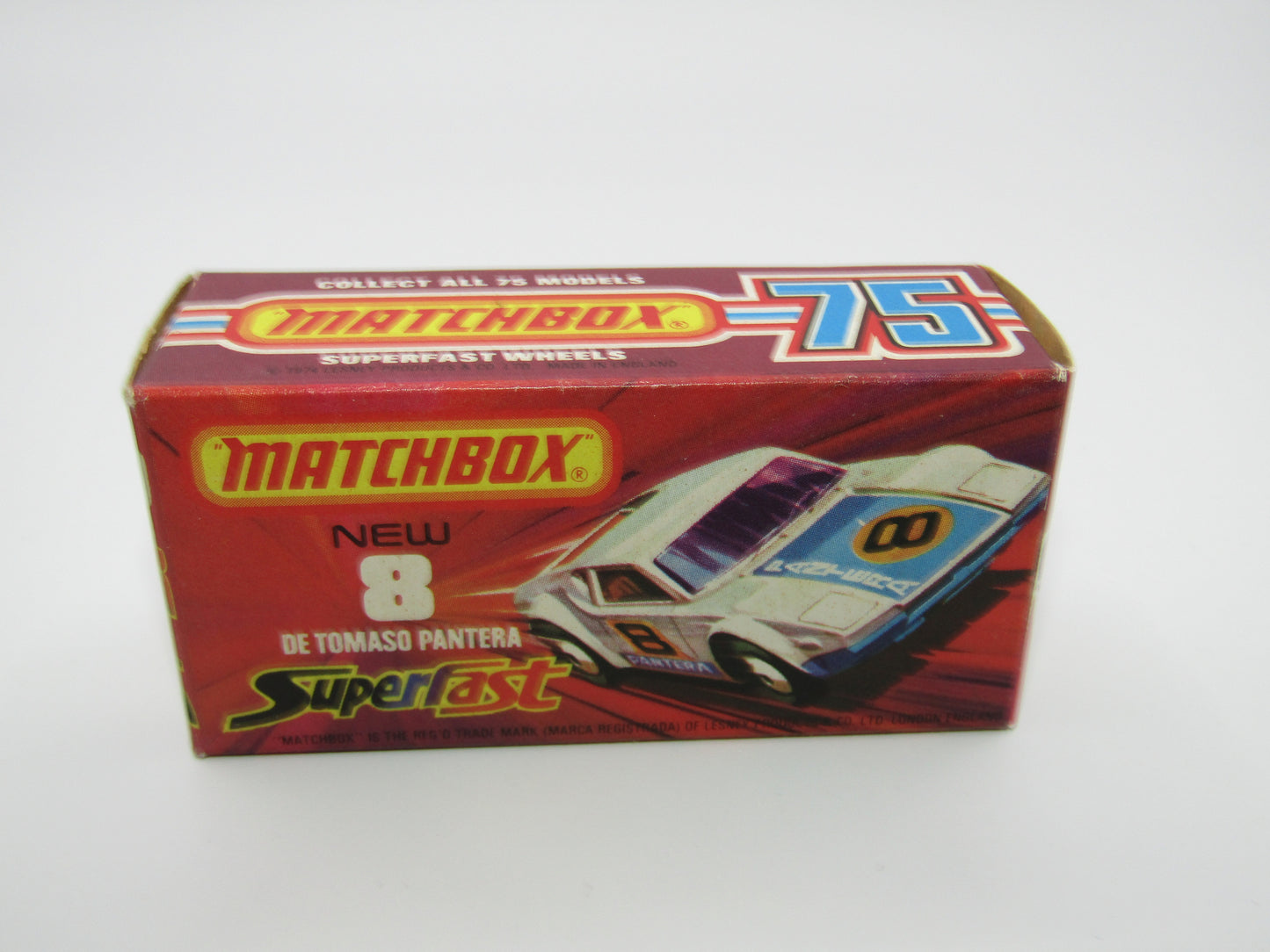 Matchbox Superfast 8C De Tomaso Pantera LIGHT ORANGE Interior Bonnet Label