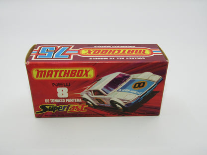 Matchbox Superfast 8C De Tomaso Pantera LIGHT ORANGE Interior Bonnet Label