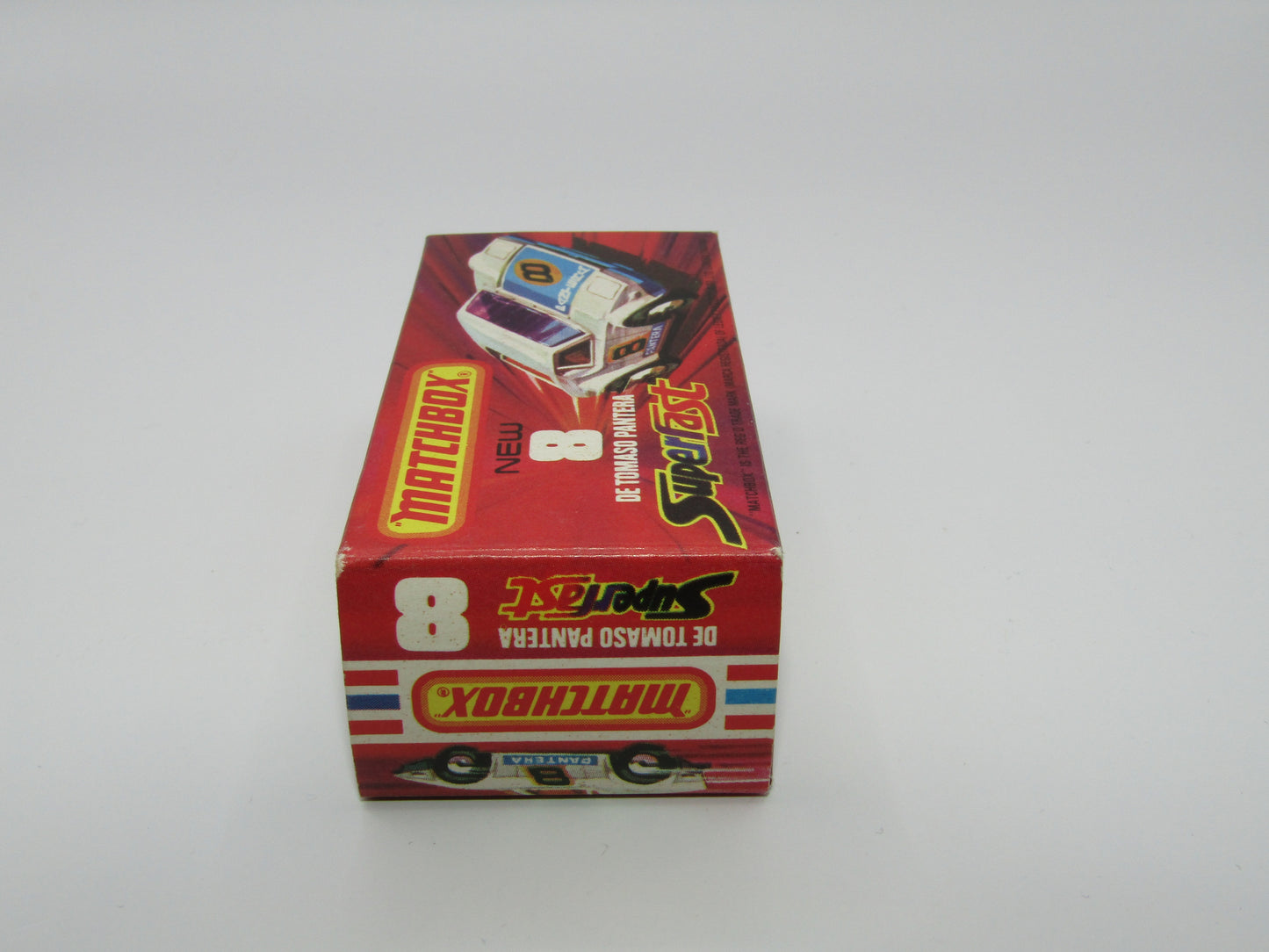 Matchbox Superfast 8C De Tomaso Pantera LIGHT ORANGE Interior Bonnet Label