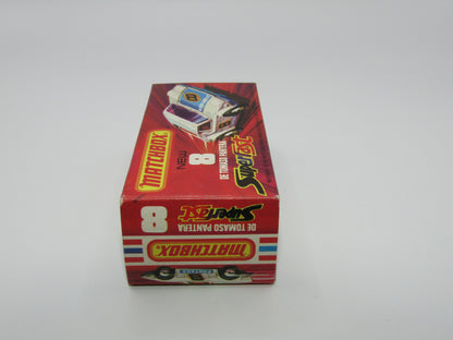 Matchbox Superfast 8C De Tomaso Pantera LIGHT ORANGE Interior Bonnet Label
