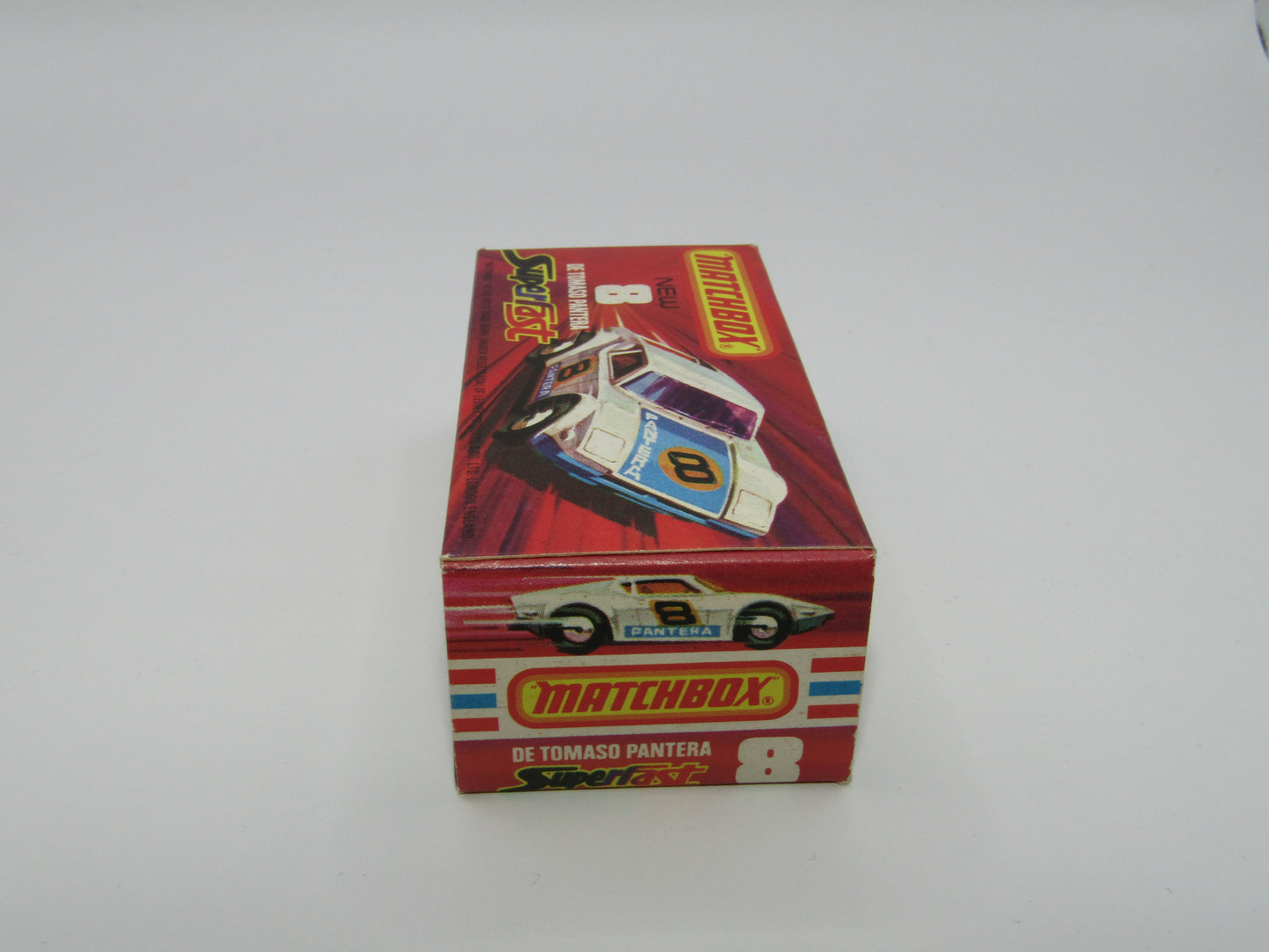 Matchbox Superfast 8C De Tomaso Pantera LIGHT ORANGE Interior Bonnet Label