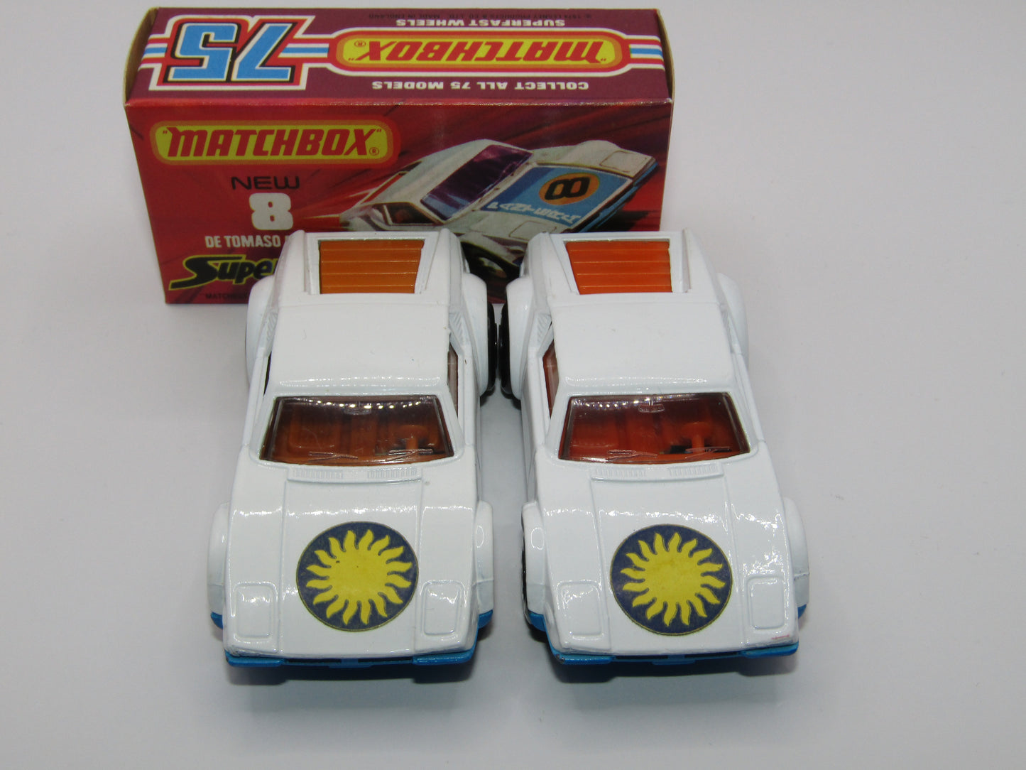 Matchbox Superfast 8C De Tomaso Pantera LIGHT ORANGE Interior SUN Label