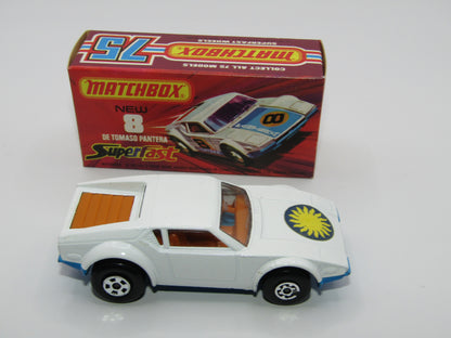 Matchbox Superfast 8C De Tomaso Pantera LIGHT ORANGE Interior SUN Label