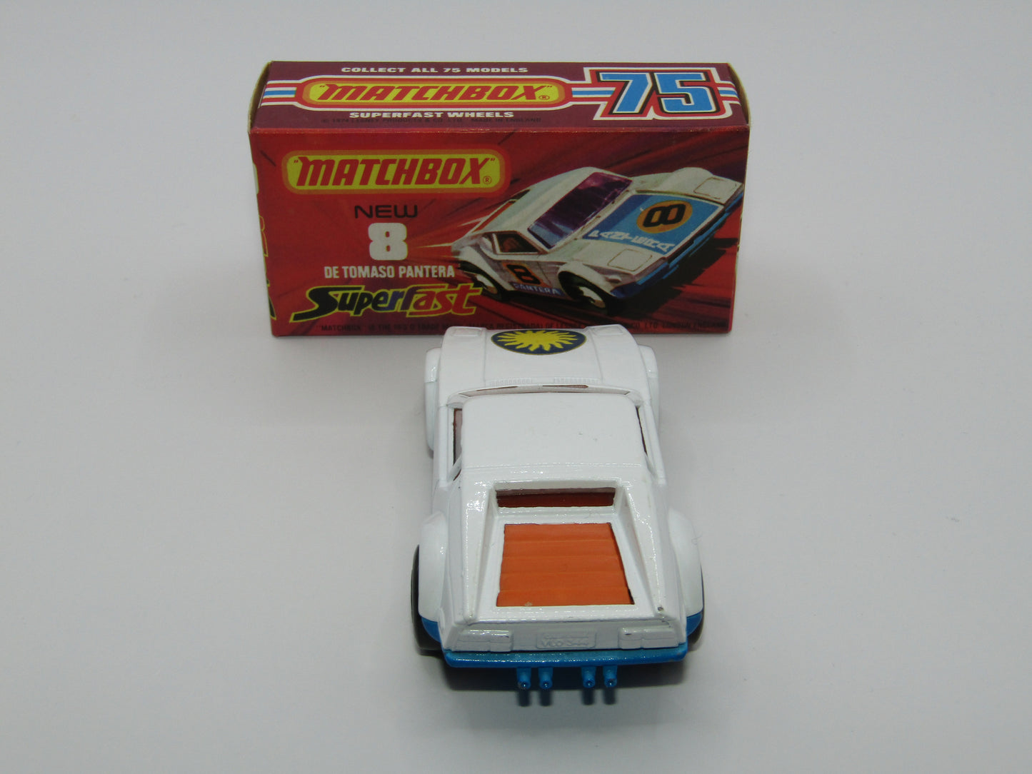 Matchbox Superfast 8C De Tomaso Pantera Dark ORANGE Interior SUN Label
