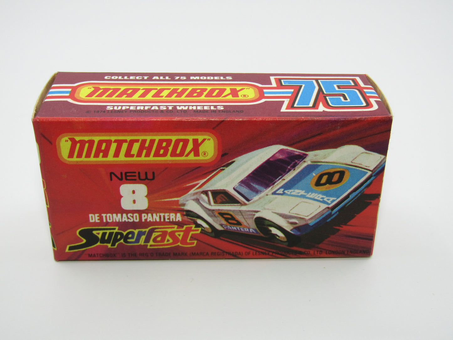 Matchbox Superfast 8C De Tomaso Pantera Dark ORANGE Interior SUN Label