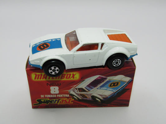 Matchbox Superfast 8C De Tomaso Pantera Reversed Wheels Bonnet Label