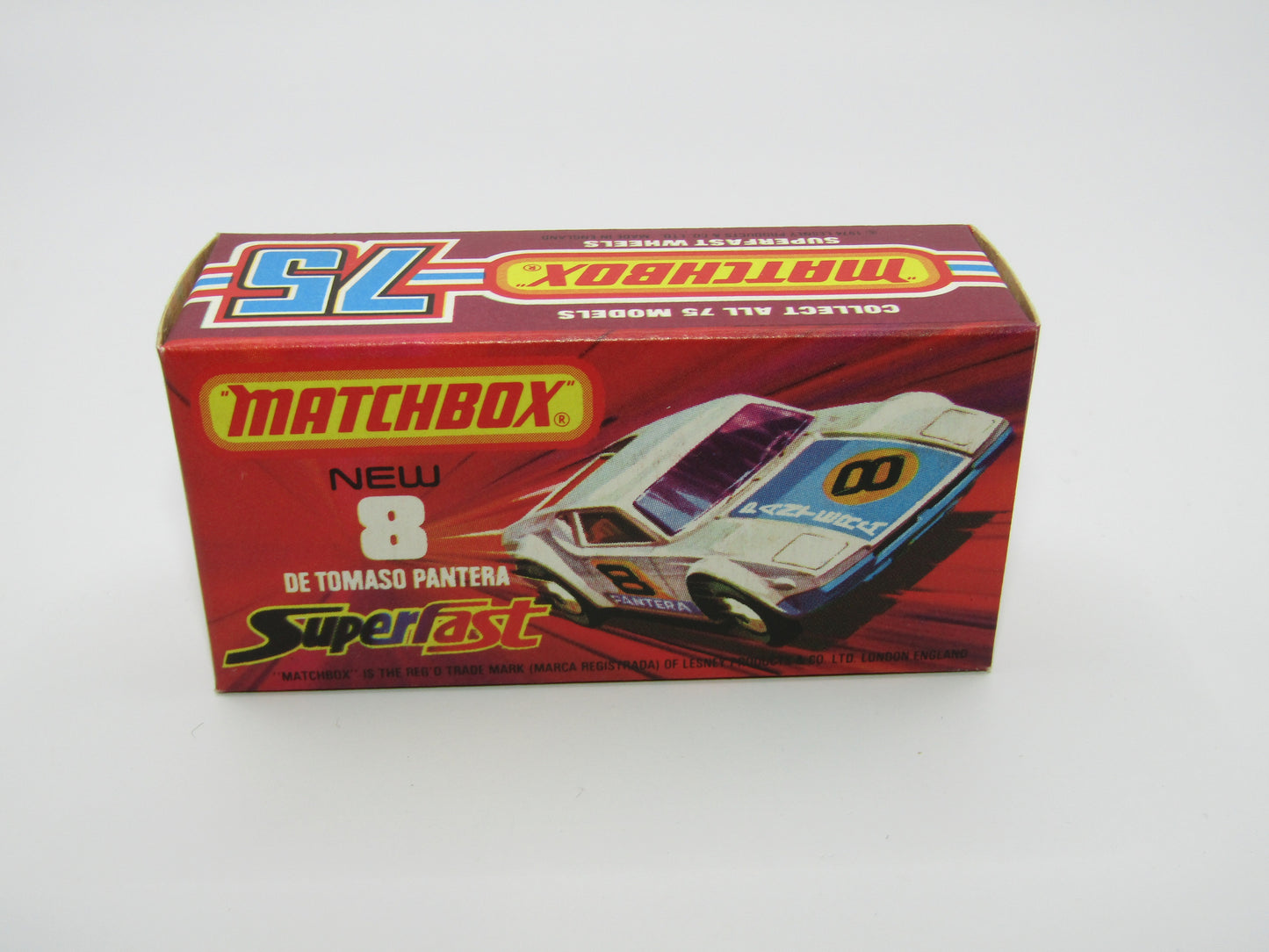 Matchbox Superfast 8C De Tomaso Pantera Reversed Wheels Bonnet Label