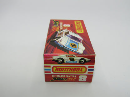 Matchbox Superfast 8C De Tomaso Pantera Reversed Wheels Bonnet Label