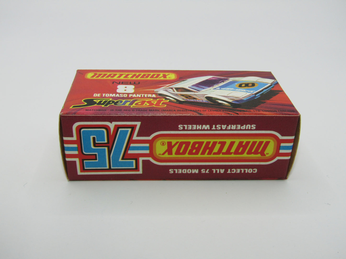 Matchbox Superfast 8C De Tomaso Pantera Reversed Wheels Bonnet Label