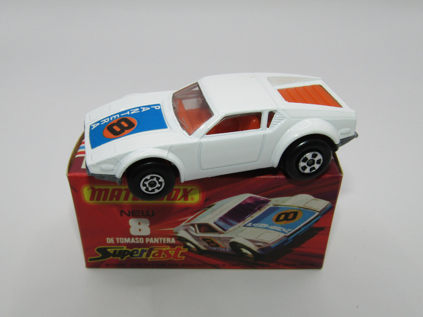 Matchbox Superfast 8C De Tomaso Pantera UNPAINTED Base with Bonnet Label Only