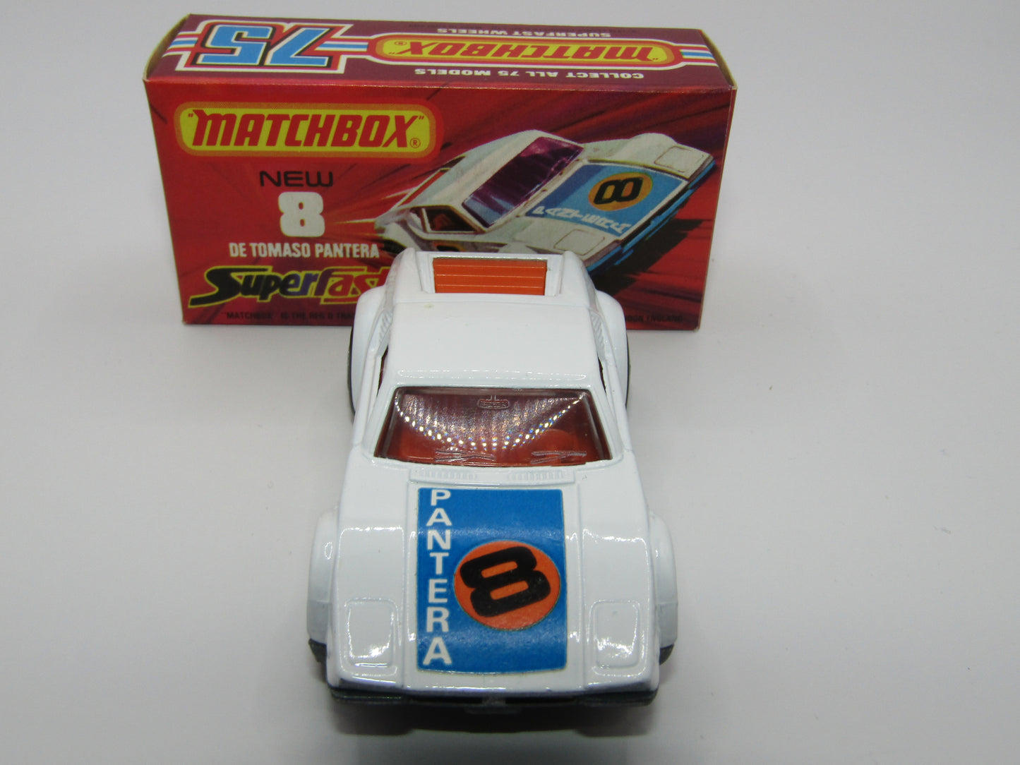Matchbox Superfast 8C De Tomaso Pantera UNPAINTED Base with Bonnet Label Only