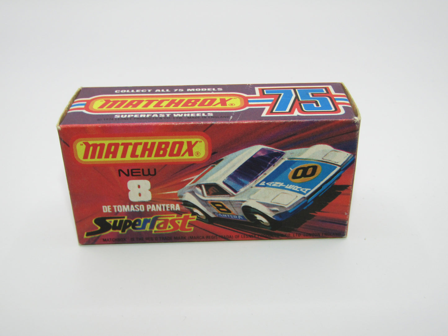Matchbox Superfast 8C De Tomaso Pantera UNPAINTED Base with 5 SPOKE Wheels Full Set of labels