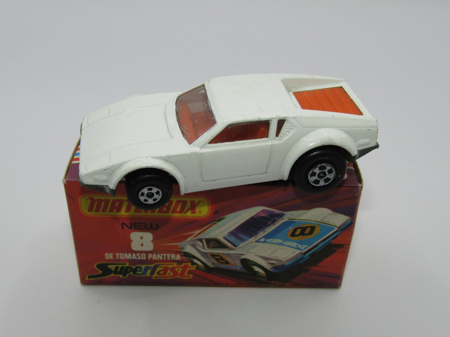 Matchbox Superfast 8C De Tomaso Pantera UNPAINTED Base with 5 SPOKE  Wheels NO LABELS