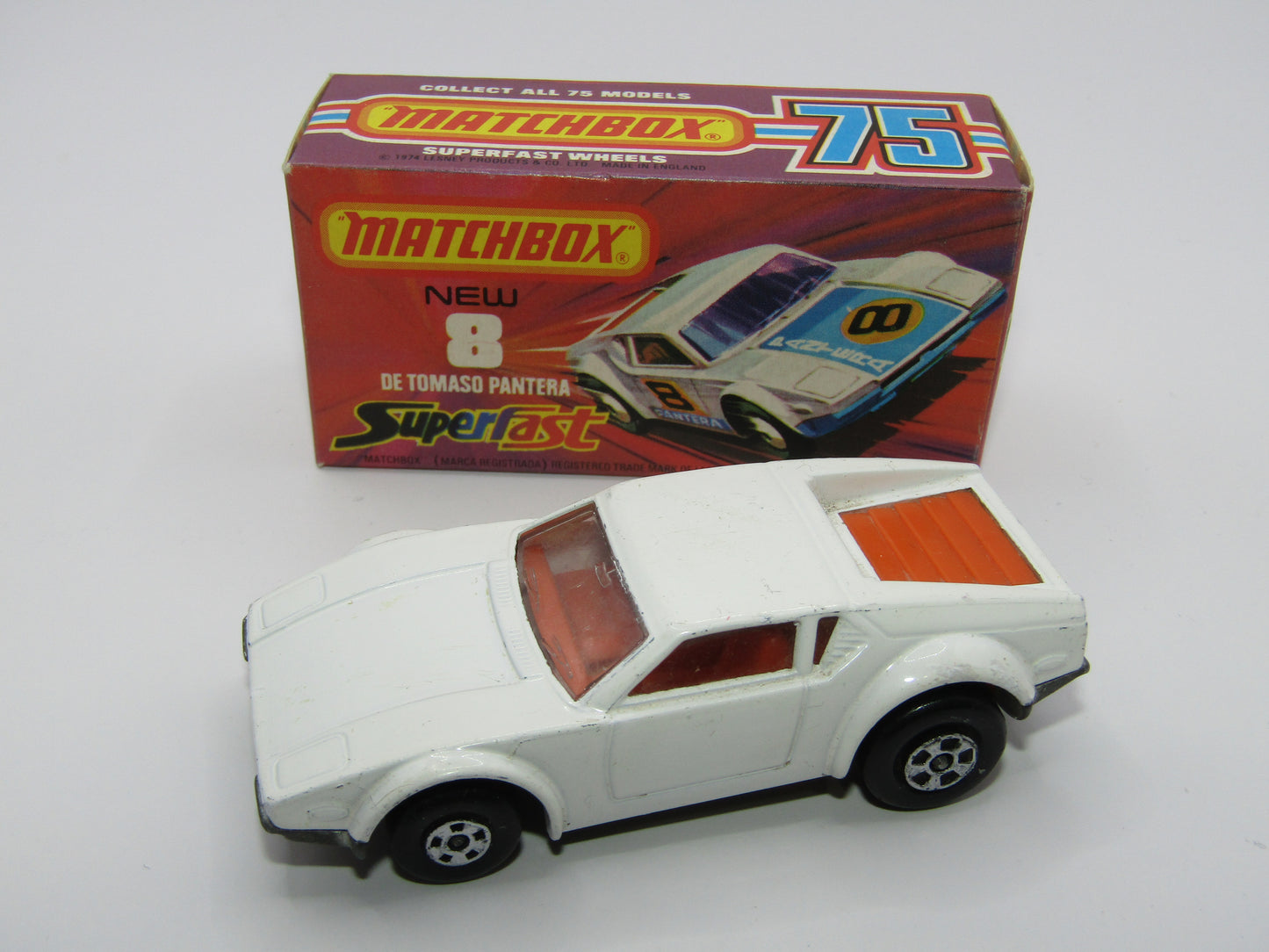 Matchbox Superfast 8C De Tomaso Pantera UNPAINTED Base with 5 SPOKE  Wheels NO LABELS