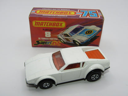 Matchbox Superfast 8C De Tomaso Pantera UNPAINTED Base with 5 SPOKE  Wheels NO LABELS
