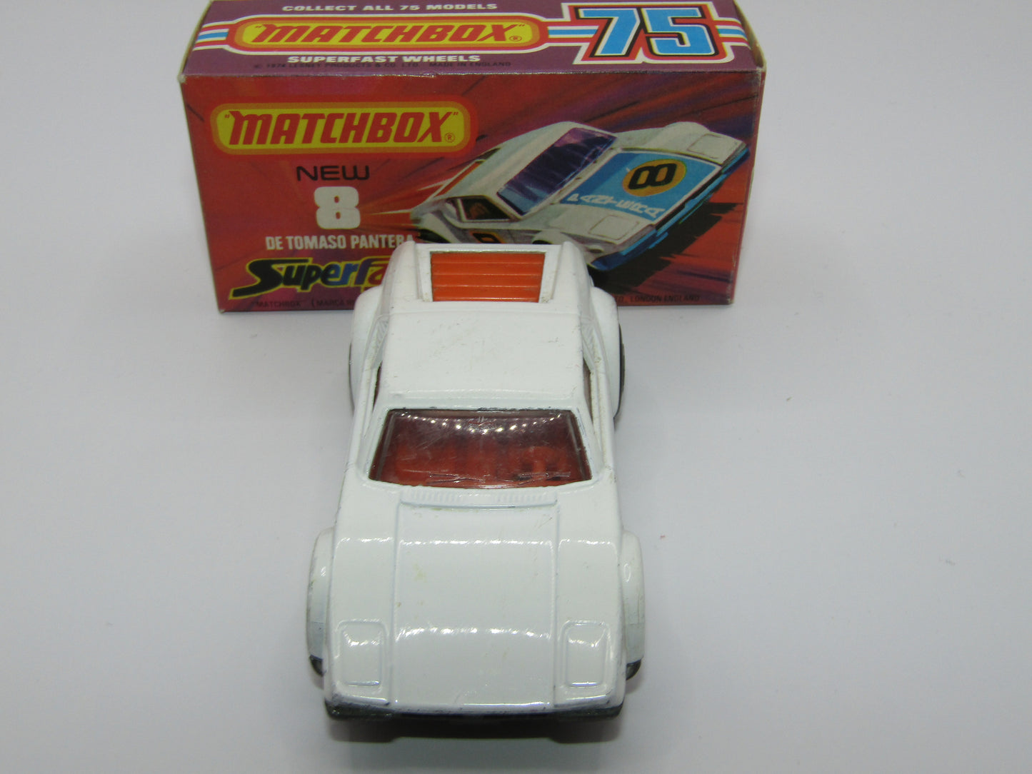 Matchbox Superfast 8C De Tomaso Pantera UNPAINTED Base with 5 SPOKE  Wheels NO LABELS