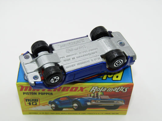Matchbox Superfast 10B Piston Popper Metallic Blue SILVER BASE