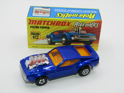 Matchbox Superfast 10B Piston Popper Metallic Blue SILVER BASE