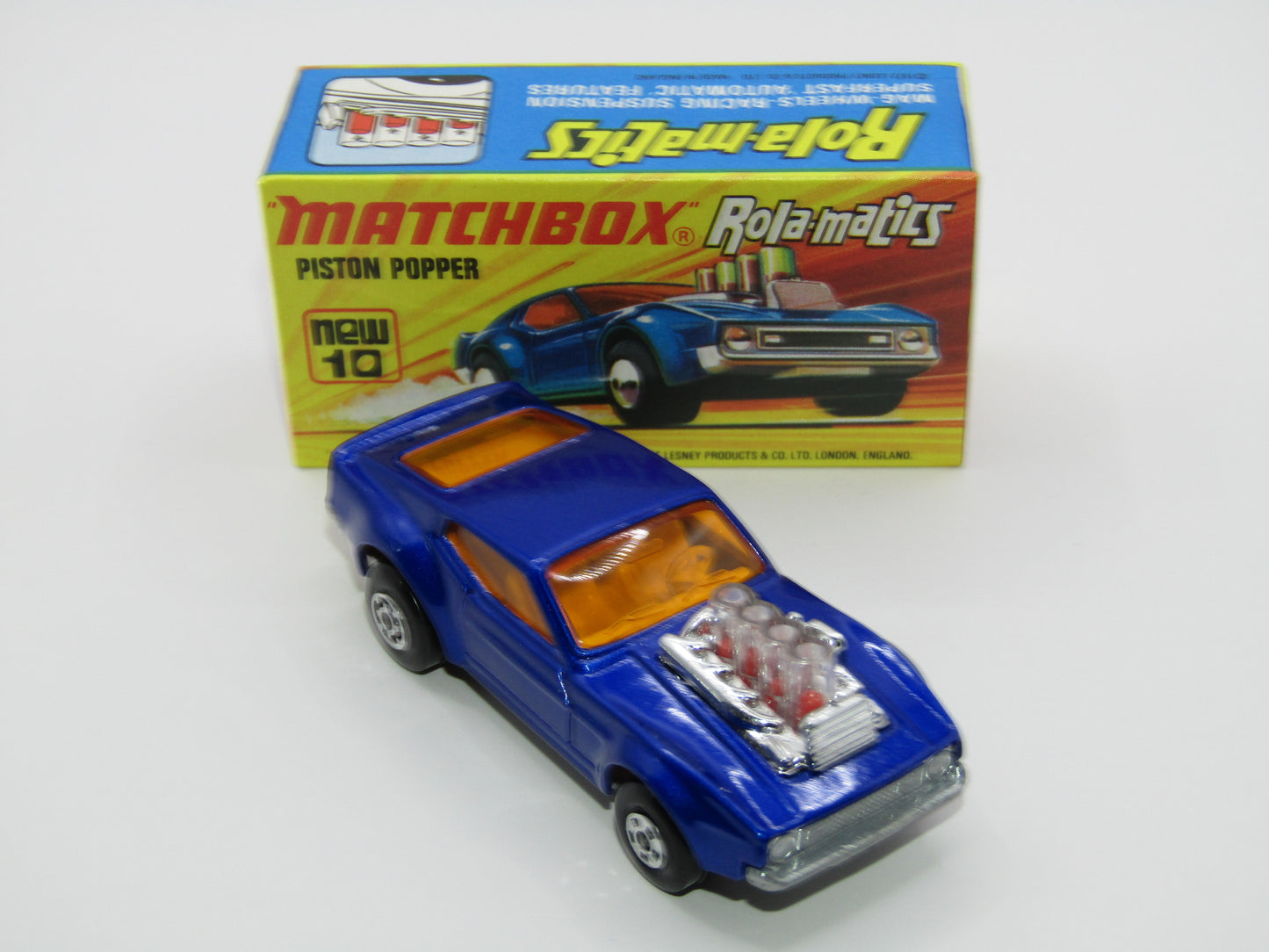 Matchbox Superfast 10B Piston Popper Metallic Blue SILVER BASE