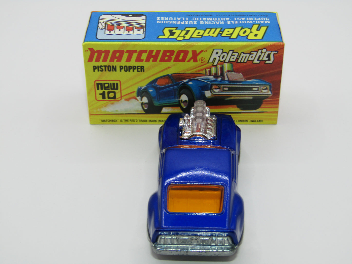 Matchbox Superfast 10B Piston Popper Metallic Blue SILVER BASE