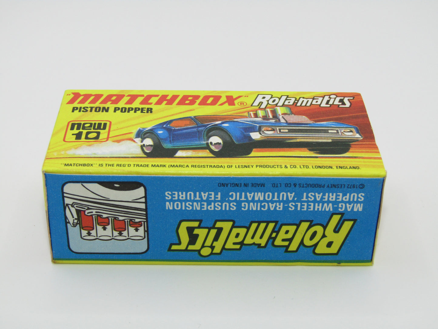 Matchbox Superfast 10B Piston Popper Metallic Blue SILVER BASE