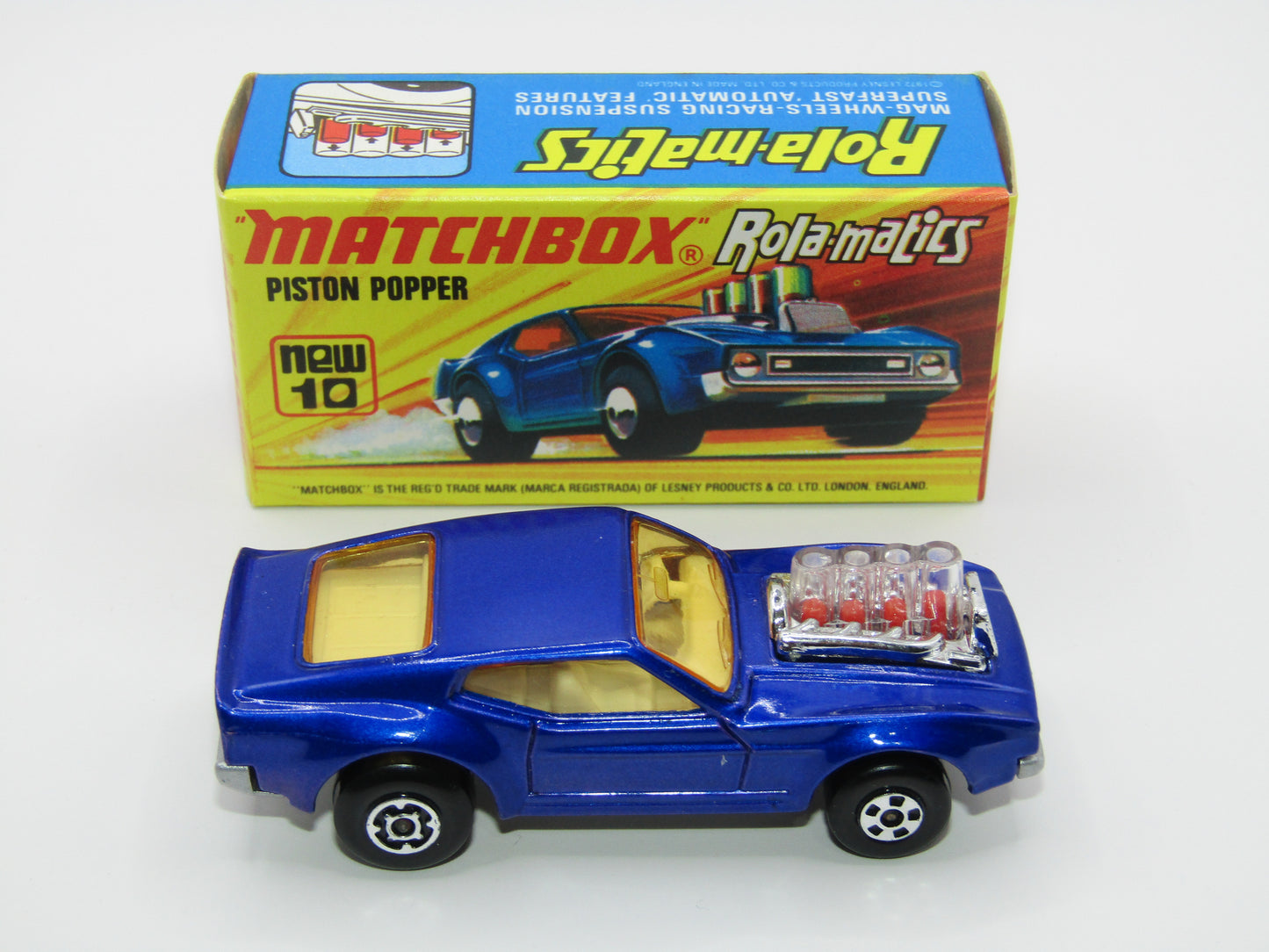 Matchbox Superfast 10B Piston Popper LIGHT AMBER Windows & SILVER BASE