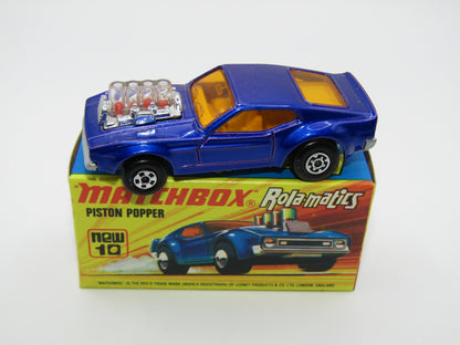 Matchbox Superfast 10B Piston Popper LIGHT Metallic Blue (looks Purple Blue), SILVER BASE